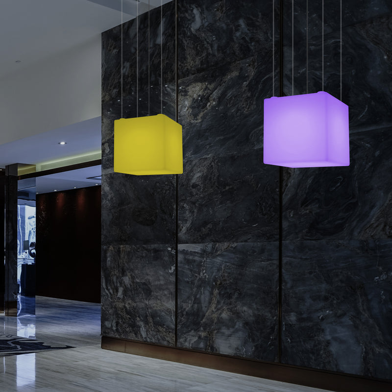Cube Suspension LED Light, Geometric SMD RGB Ceiling Lamp, 500 mm, Ambient Lighting