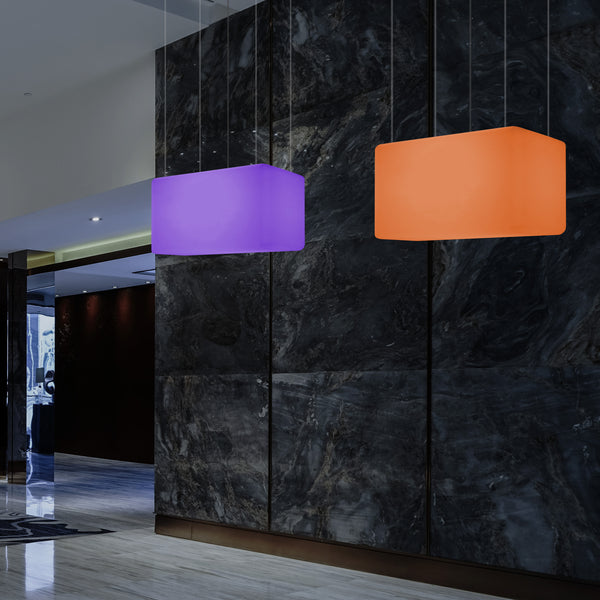 LED Linear Suspension Light, Modern Island RGB Ceiling Lamp, 55 x 35cm, Atmosphere Light