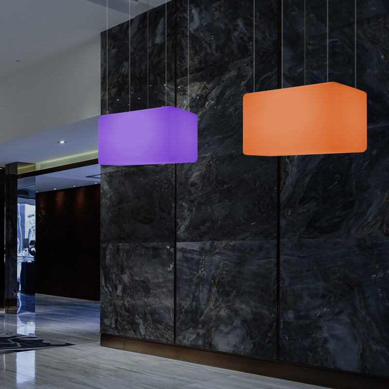 LED Linear Suspension Light, Modern Island RGB Ceiling Lamp, 55 x 35cm, Atmosphere Light
