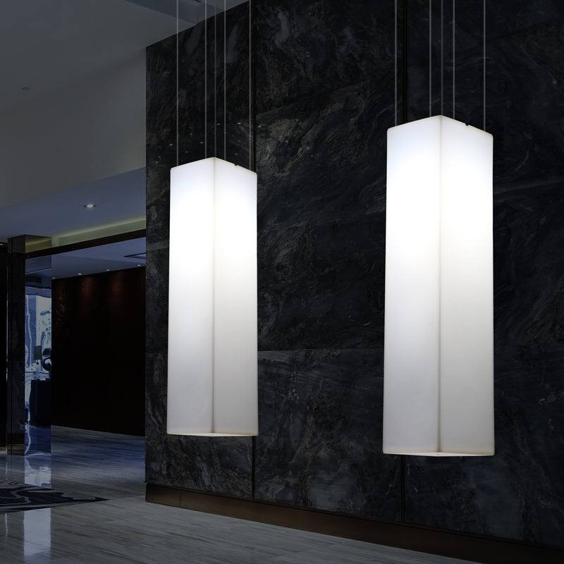 Linear Pendant LED Light, Geometric Ceiling Lamp, 180 x 30 cm, E27, White