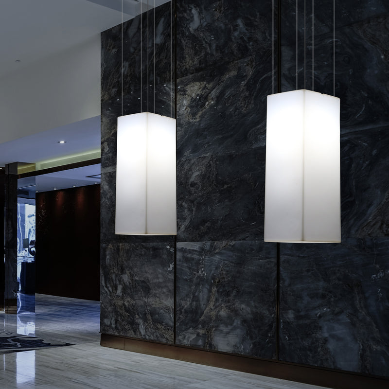 Rectangular LED Hanging Lamp, Modern Pendant Light, 80cm, E27, White