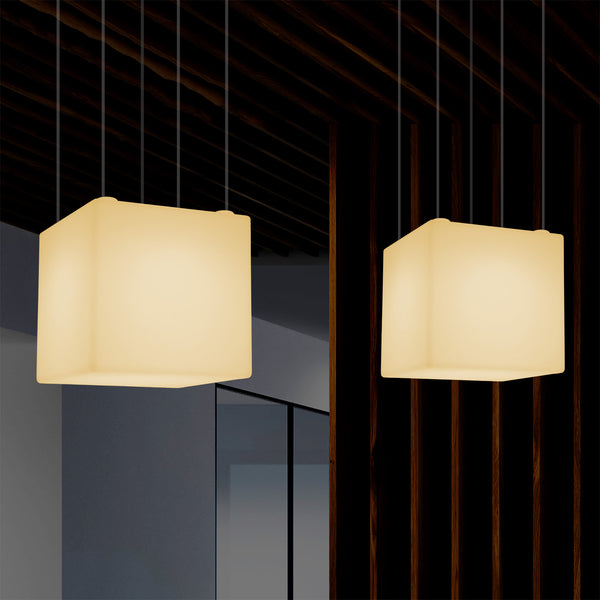 Cube LED Hanging Lamp, Geometric Ceiling Light, 40 x 40 cm, E27, Warm White