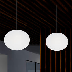 Designer LED Ceiling Pendant Light, 3D Ellipse Oval E27 Hanging Lamp, 27cm Flat Sphere