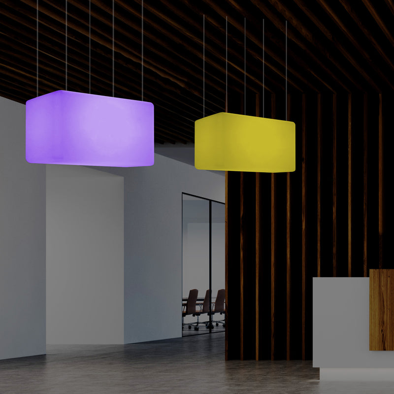 LED Linear Suspension Light, Modern Island RGB Ceiling Lamp, 55 x 35cm, Atmosphere Light