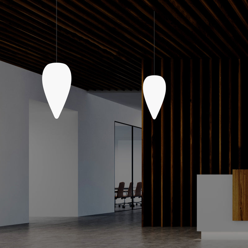 Designer LED Ceiling Pendant Light, Unique Water Drop Icicle E27 Hanging Lamp, White, 37cm