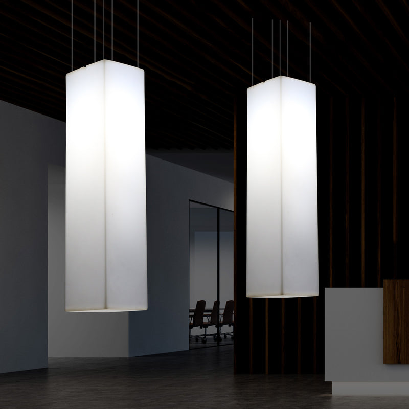 Linear Pendant LED Light, Geometric Ceiling Lamp, 180 x 30 cm, E27, White