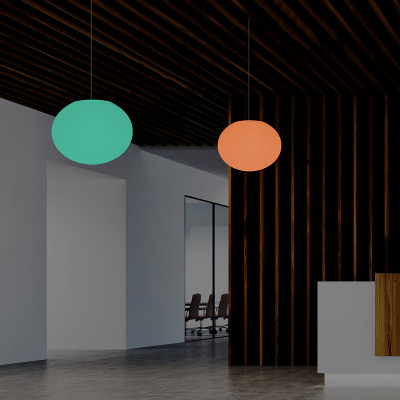 Ellipse Pebble Ceiling Lamp, Designer Oval RGB Hanging Light, 27 cm, LED Ambient Lighting