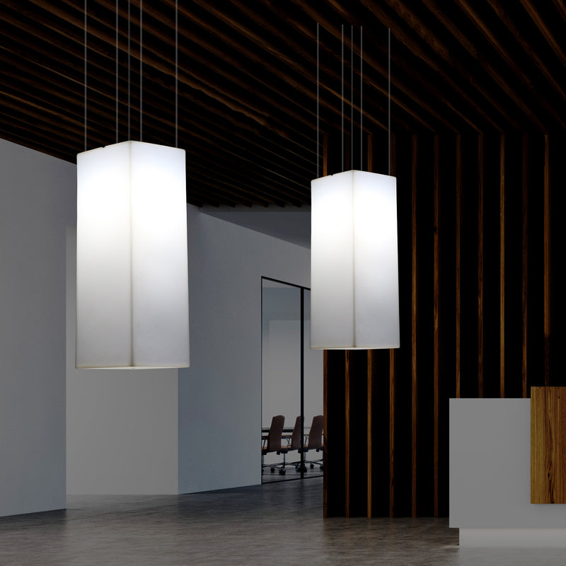 Rectangular LED Hanging Lamp, Modern Pendant Light, 80cm, E27, White