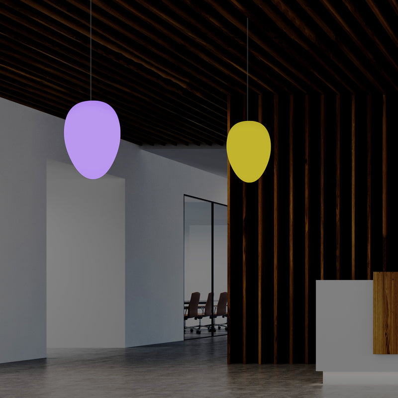 Designer RGB Pendant Hanging Light, Dimmable 37cm Multi Colour Egg Drop Suspension Lamp