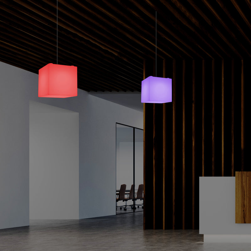 Cube Suspension Lamp, Modern Pendant LED Light, 20cm, E27, Multi Colour