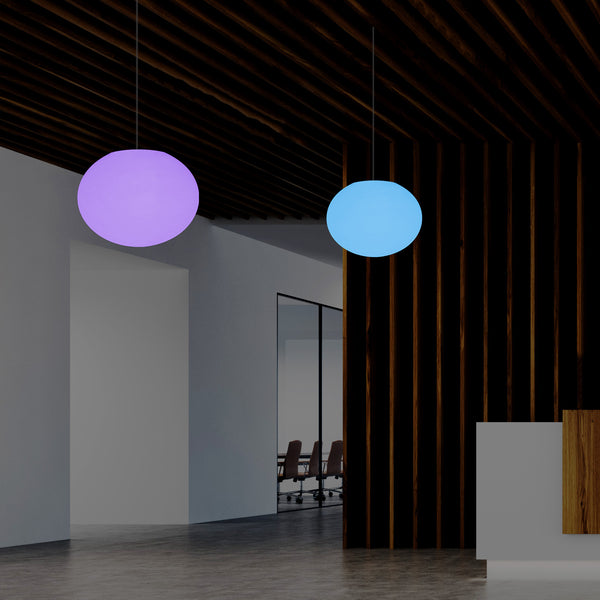 Ellipse Pebble Ceiling Lamp, Designer Oval RGB Hanging Light, 27 cm, LED Ambient Lighting