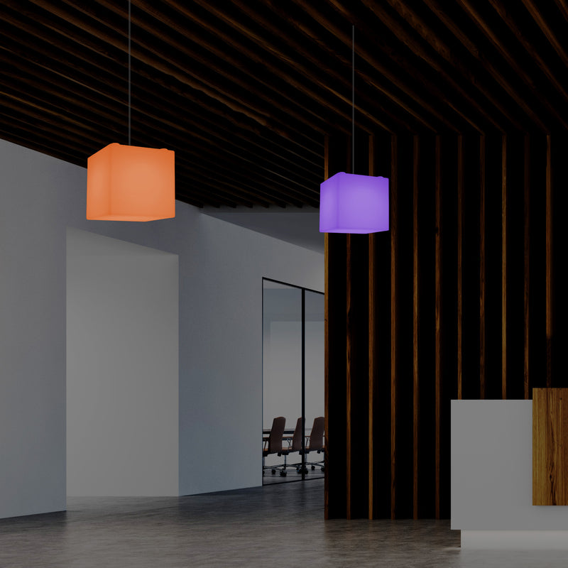 Cube Hanging Lamp, Multi-Colour Modern RGB Ceiling Light, 200 mm, LED SMD Mood Lamp