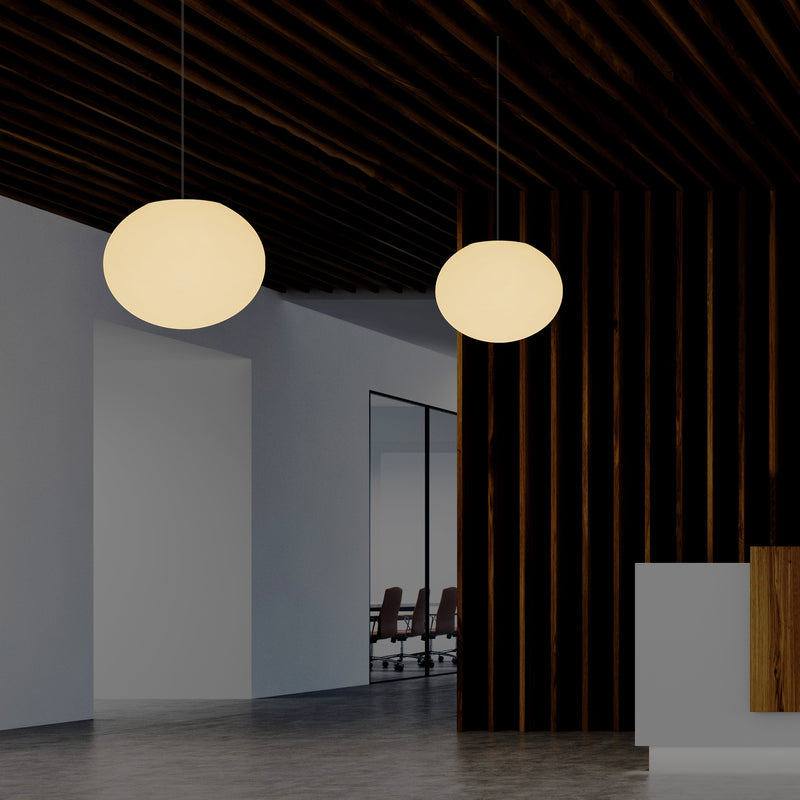 Decorative E27 Hanging Ceiling Light, 3D Oval Ellipse LED Suspension Pendant Lamp, 27cm Orb