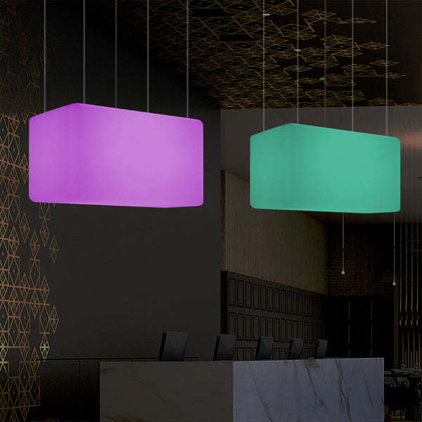 Unique Ceiling Light, Linear Island LED Hanging Lamp, 55 x 35cm, E27, RGB with Remote Control