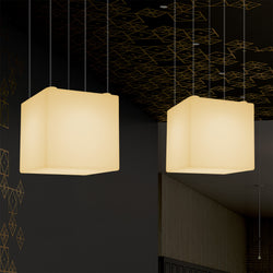 Cube Suspension Light, Large Modern Pendant LED Lamp, 50 cm, E27, Warm White