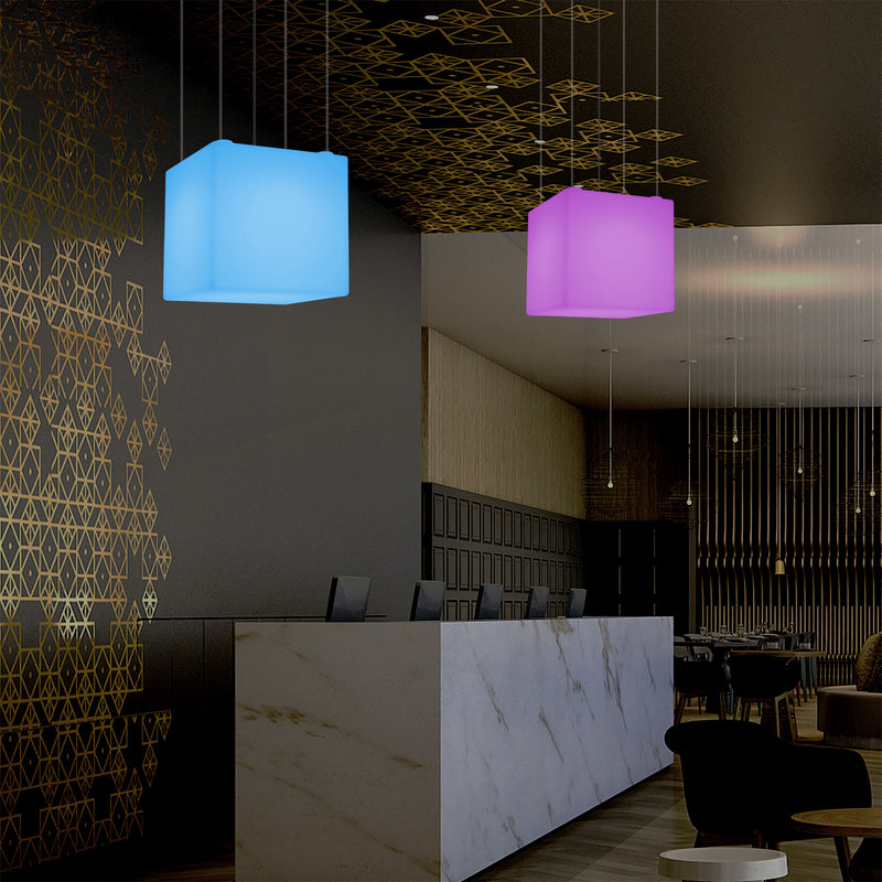 Cube LED Ceiling Light, Multi Colour Modern RGB Hanging Lamp, 400 mm, Ambient Lamp