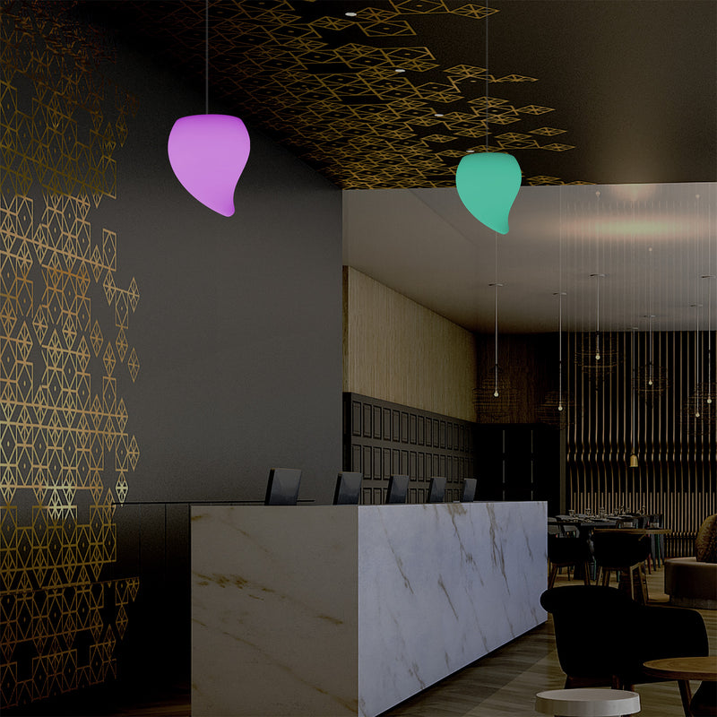 Colour Changing Dimmable Ceiling Pendant Light, 20cm LED Teardrop Hanging Lamp, RGB