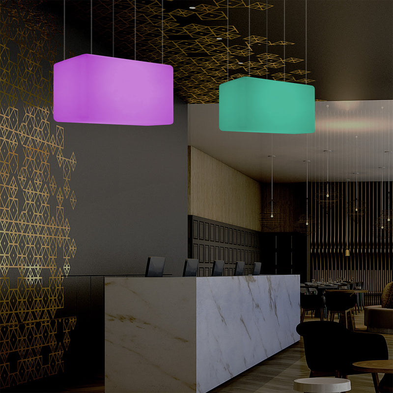 LED Linear Suspension Light, Modern Island RGB Ceiling Lamp, 55 x 35cm, Atmosphere Light