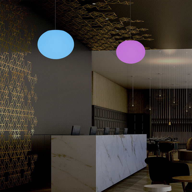 Ellipse Pebble Ceiling Lamp, Designer Oval RGB Hanging Light, 27 cm, LED Ambient Lighting