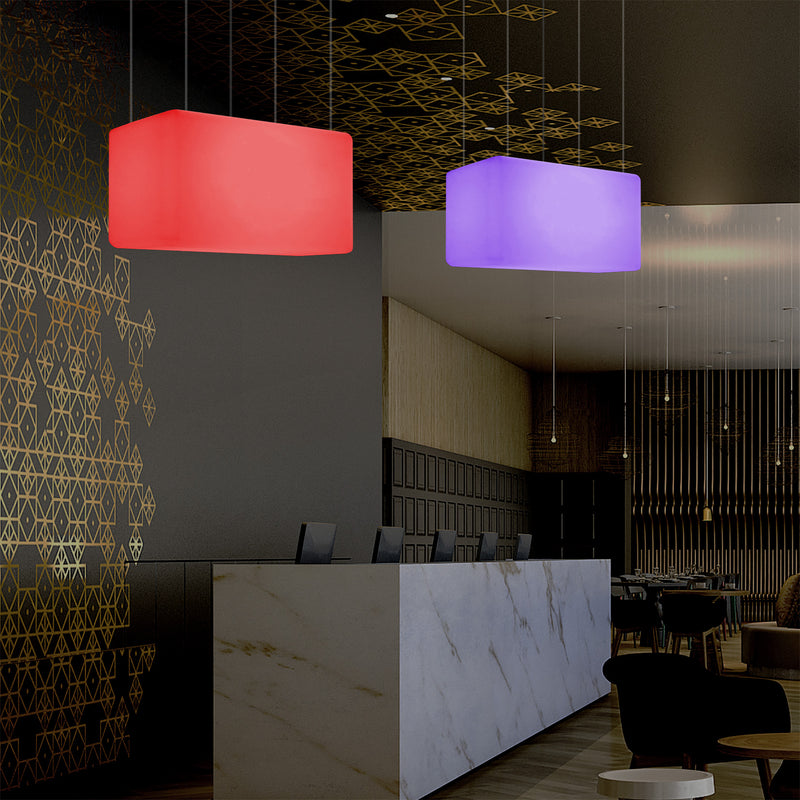 Unique Ceiling Light, Linear Island LED Hanging Lamp, 55 x 35cm, E27, RGB with Remote Control