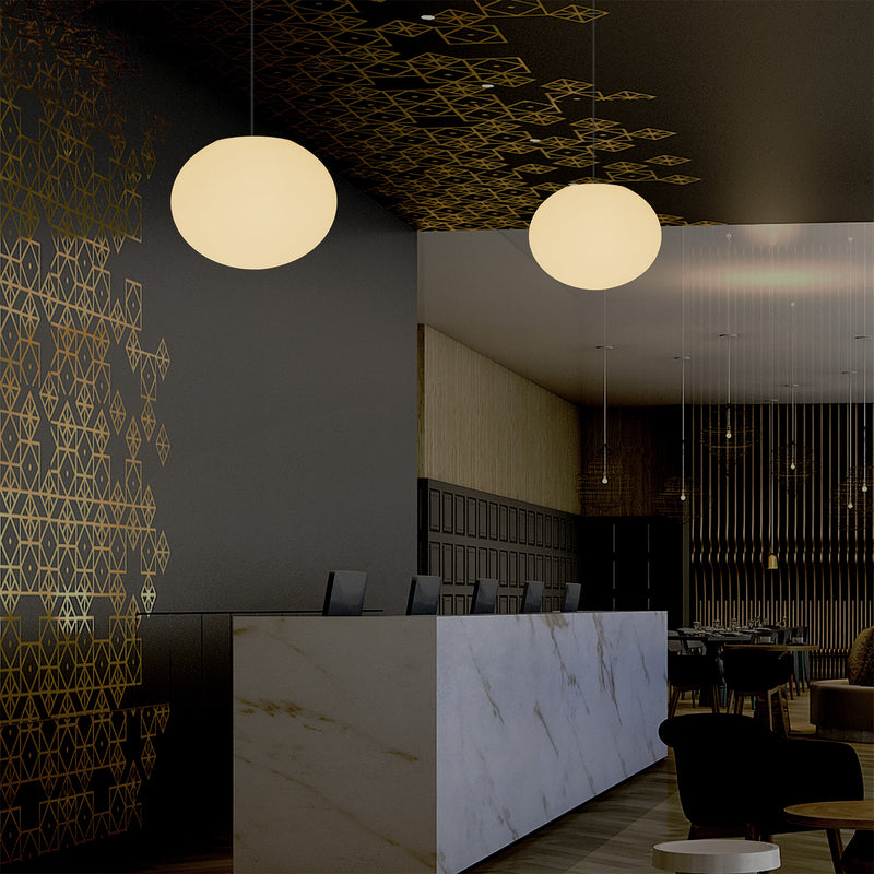 Decorative E27 Hanging Ceiling Light, 3D Oval Ellipse LED Suspension Pendant Lamp, 27cm Orb