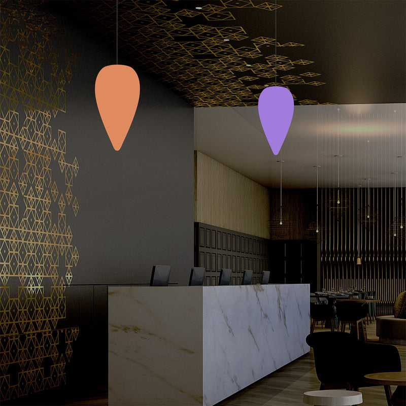 Unique Designer Suspension Light, Multicolour RGB Hanging Pendant Lamp, 37cm LED Waterdrop