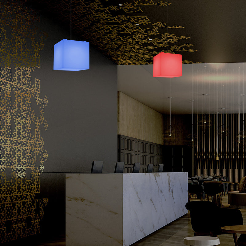 Cube Hanging Lamp, Multi-Colour Modern RGB Ceiling Light, 200 mm, LED SMD Mood Lamp