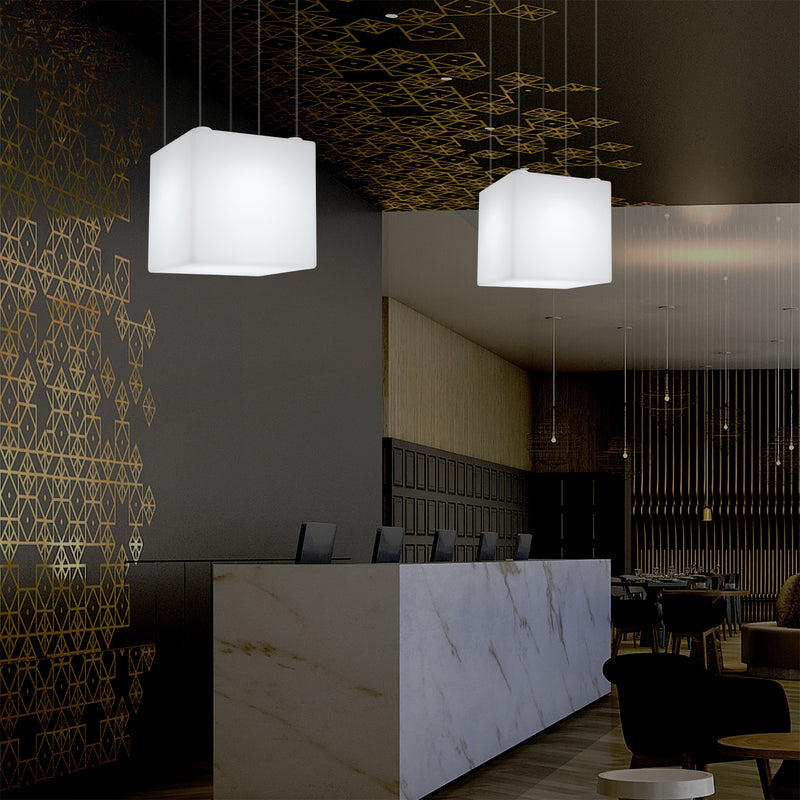 Cube Suspension LED Light, Geometric SMD RGB Ceiling Lamp, 500 mm, Ambient Lighting