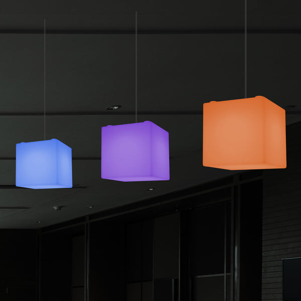 Cube Suspension Lamp, Modern Pendant LED Light, 20cm, E27, Multi Colour