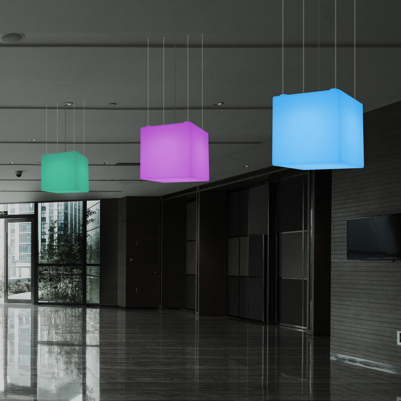 Cube Suspension LED Light, Geometric SMD RGB Ceiling Lamp, 500 mm, Ambient Lighting