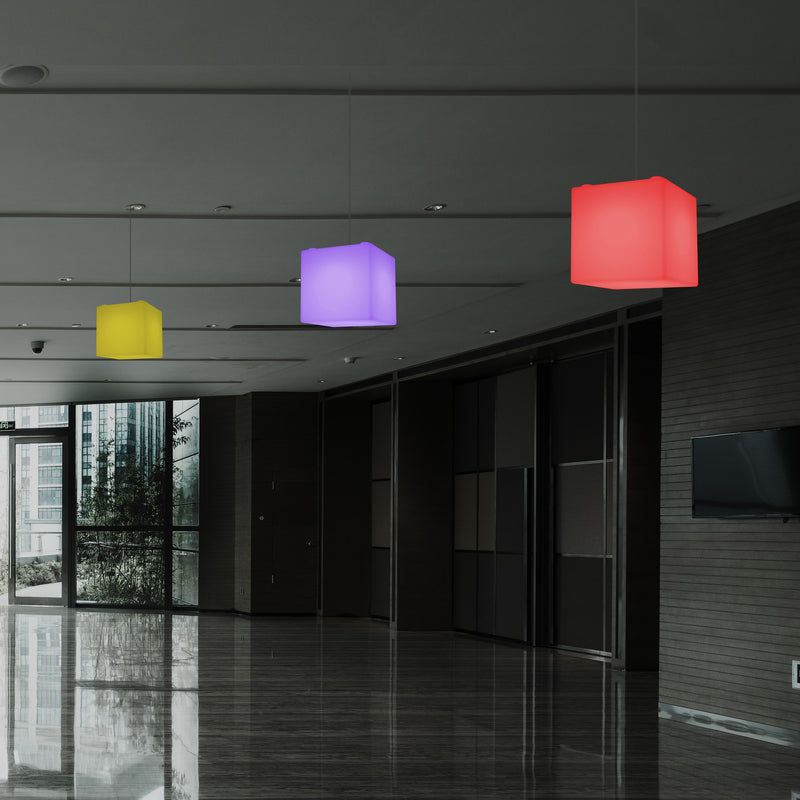 Cube Hanging Lamp, Multi-Colour Modern RGB Ceiling Light, 200 mm, LED SMD Mood Lamp