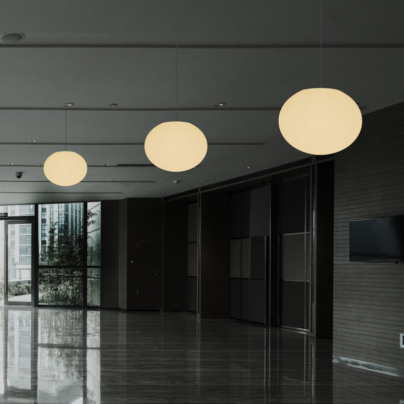 Decorative E27 Hanging Ceiling Light, 3D Oval Ellipse LED Suspension Pendant Lamp, 27cm Orb