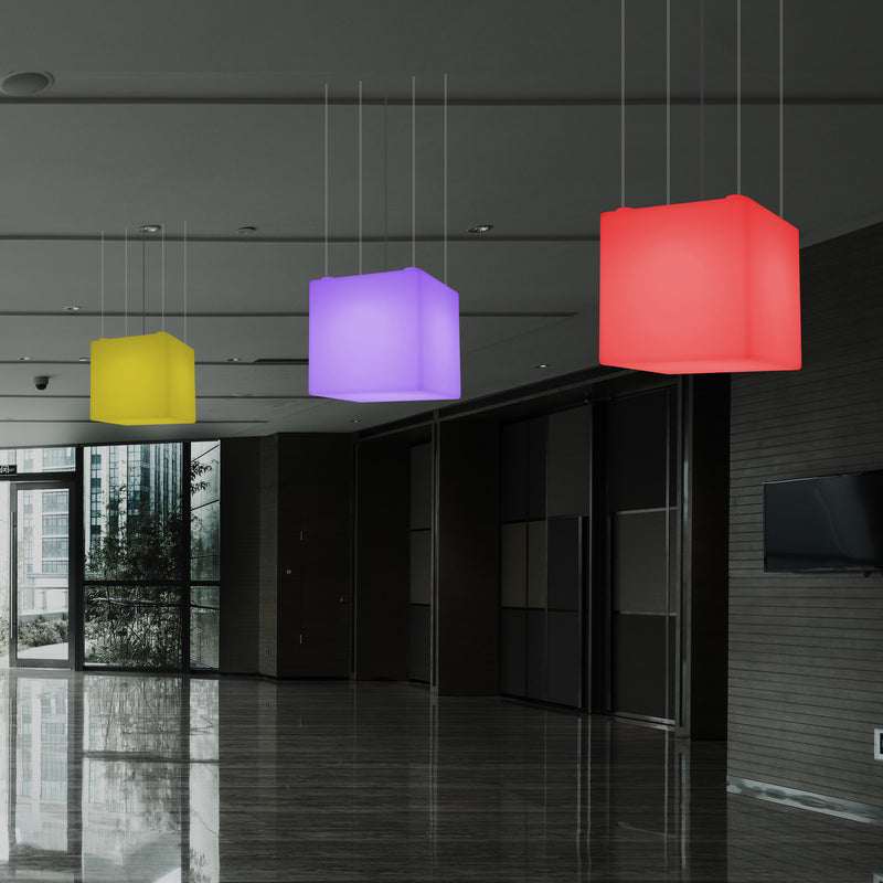 Cube LED Ceiling Light, Multi Colour Modern RGB Hanging Lamp, 400 mm, Ambient Lamp