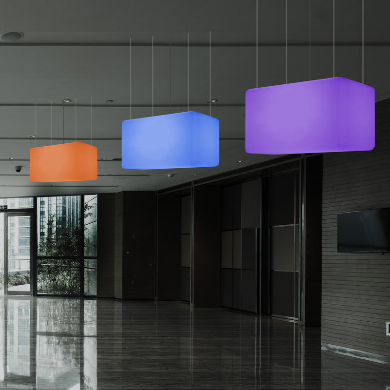 LED Linear Suspension Light, Modern Island RGB Ceiling Lamp, 55 x 35cm, Atmosphere Light