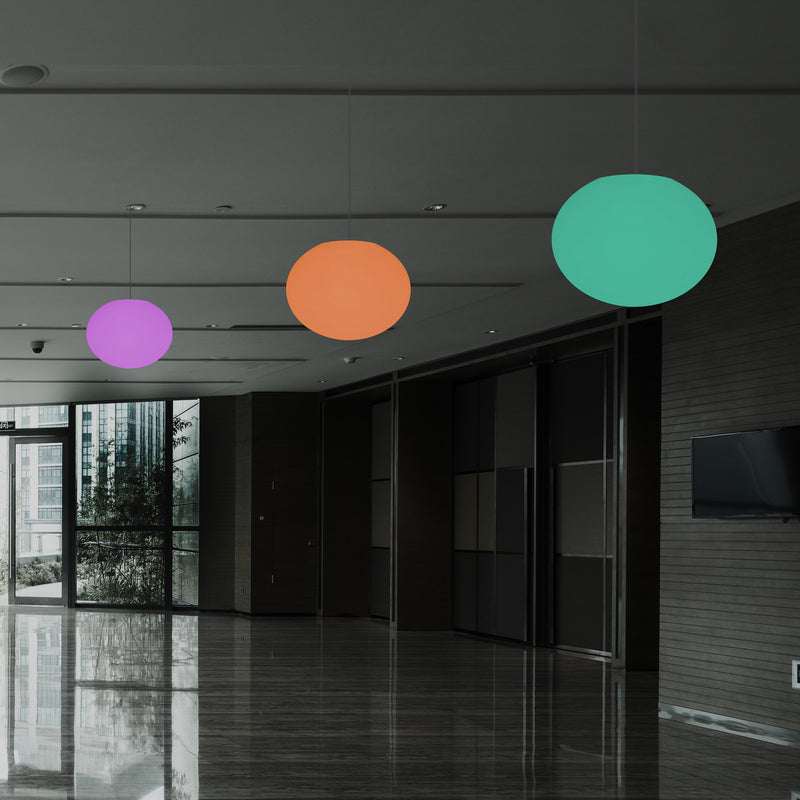 Ellipse Pebble Ceiling Lamp, Designer Oval RGB Hanging Light, 27 cm, LED Ambient Lighting