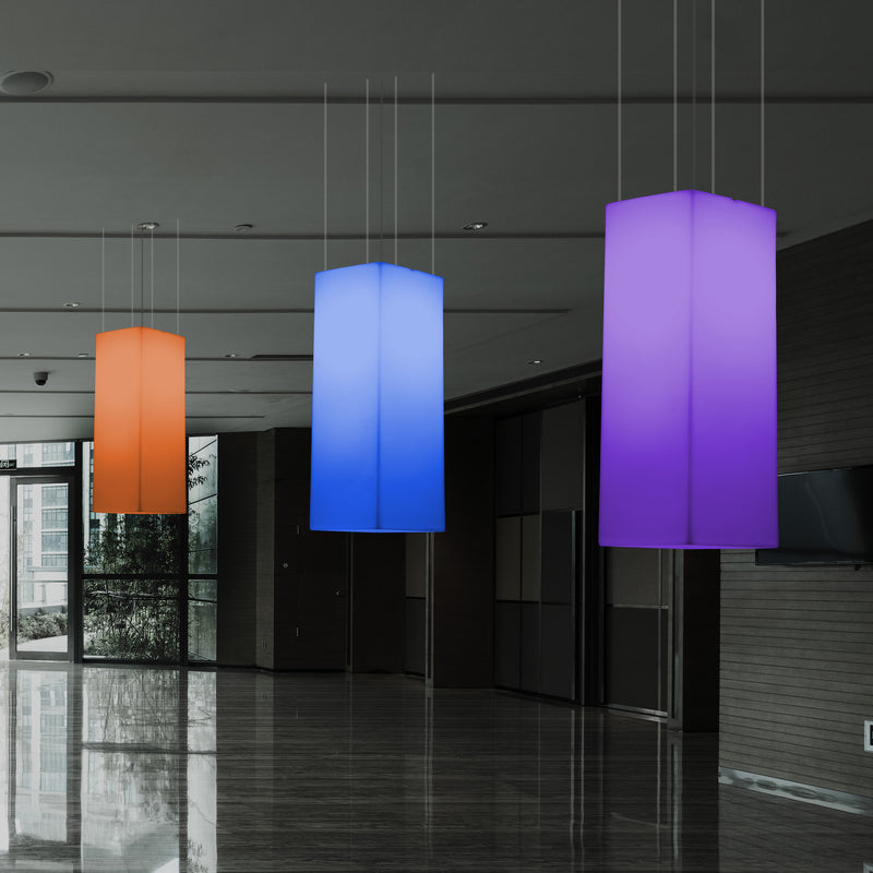 Rectangle LED Ceiling Lamp, Multicolour Linear RGB Hanging Light, 110 x 30cm, Mood Light