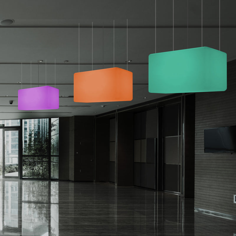 Unique Ceiling Light, Linear Island LED Hanging Lamp, 55 x 35cm, E27, RGB with Remote Control