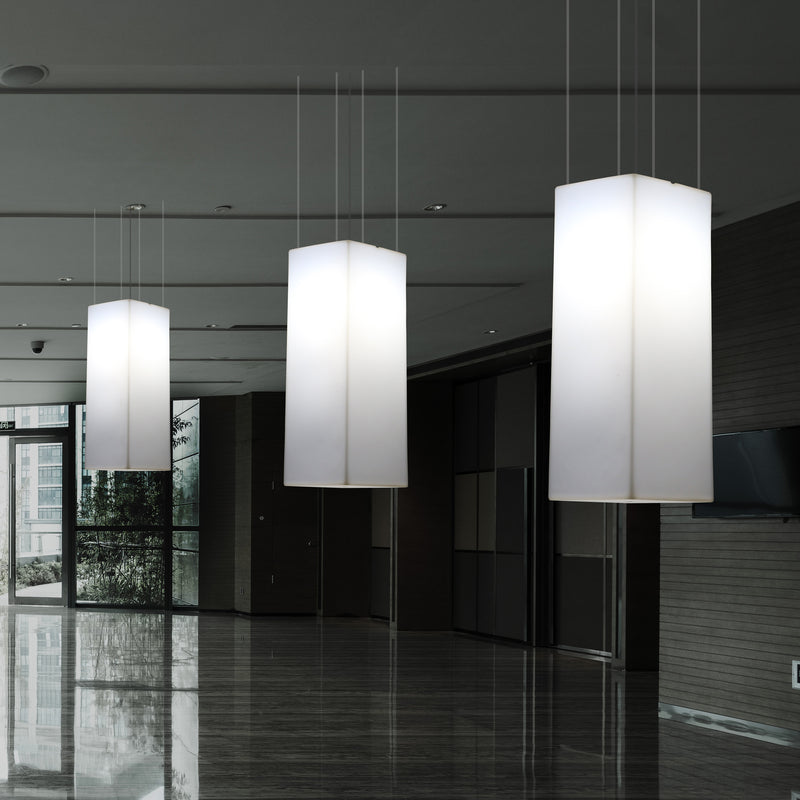 Rectangular LED Hanging Lamp, Modern Pendant Light, 80cm, E27, White