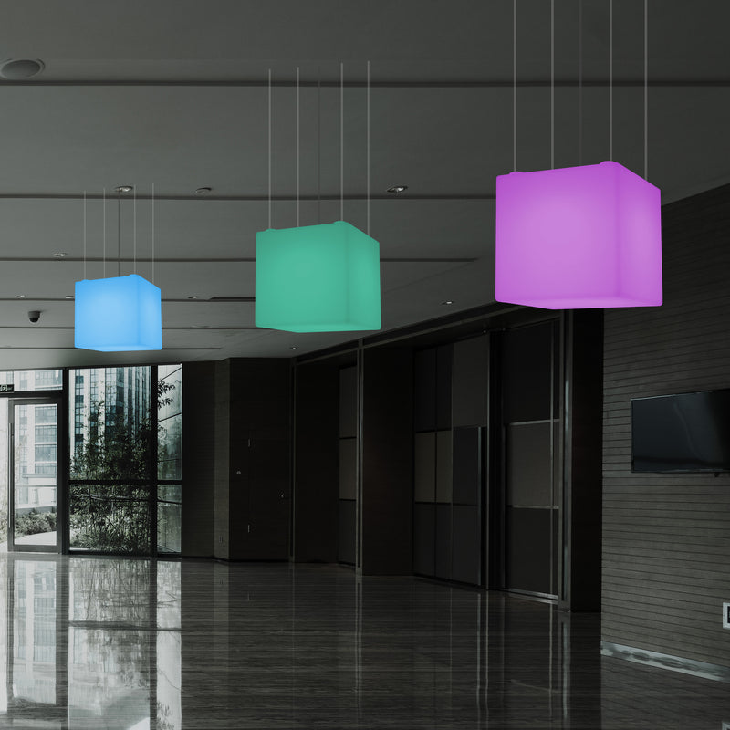 Cube LED Ceiling Light, Multi Colour Modern RGB Hanging Lamp, 400 mm, Ambient Lamp