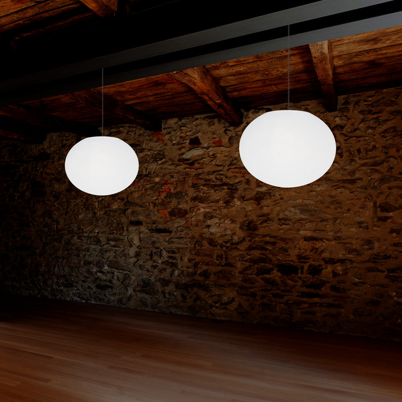 Designer LED Ceiling Pendant Light, 3D Ellipse Oval E27 Hanging Lamp, 27cm Flat Sphere