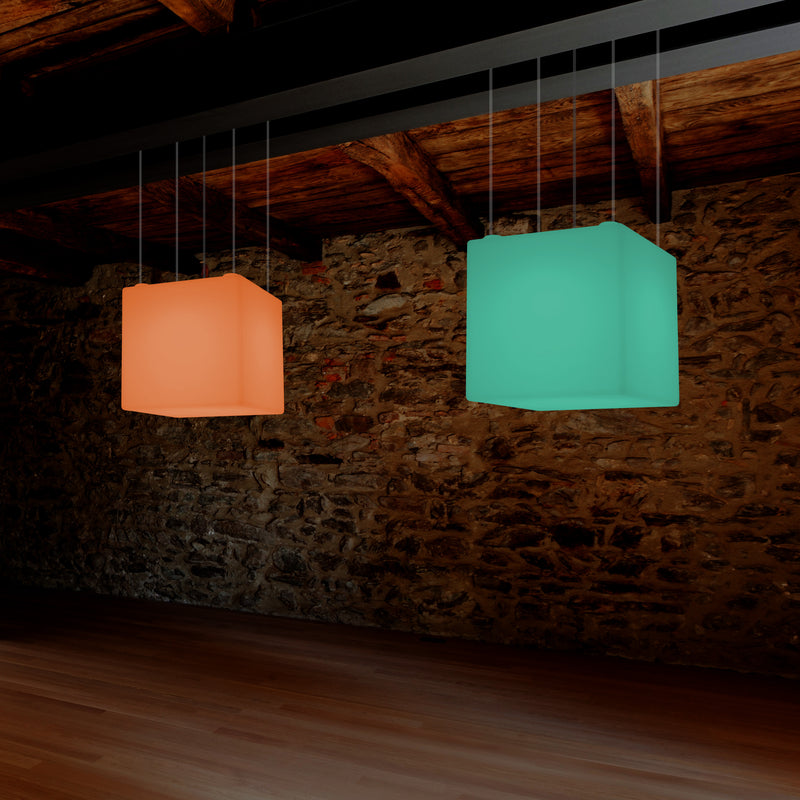 Cube Suspension LED Light, Geometric SMD RGB Ceiling Lamp, 500 mm, Ambient Lighting