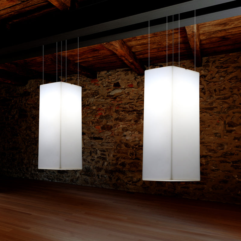 Rectangular LED Hanging Lamp, Modern Pendant Light, 80cm, E27, White