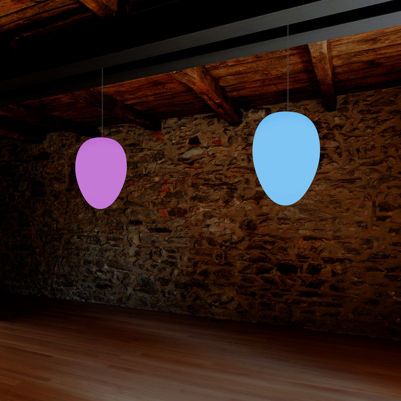 Designer RGB Pendant Hanging Light, Dimmable 37cm Multi Colour Egg Drop Suspension Lamp