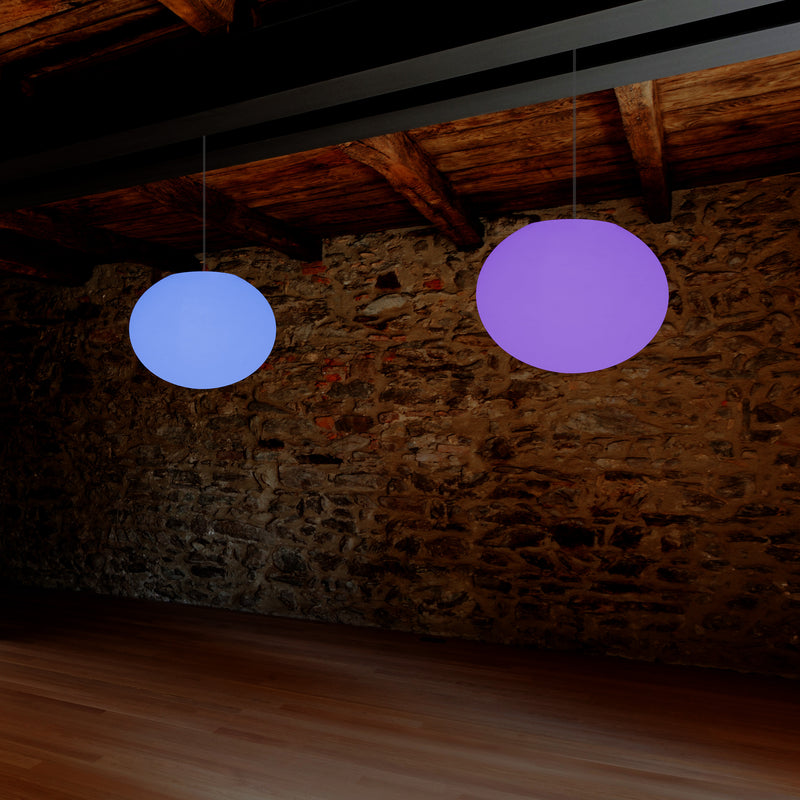 Ellipse Pebble Ceiling Lamp, Designer Oval RGB Hanging Light, 27 cm, LED Ambient Lighting