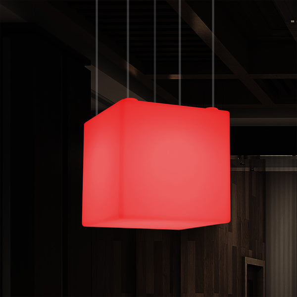 Cube Pendant LED Light, Contemporary Suspension Lamp, 40cm, E27, Colour Changing