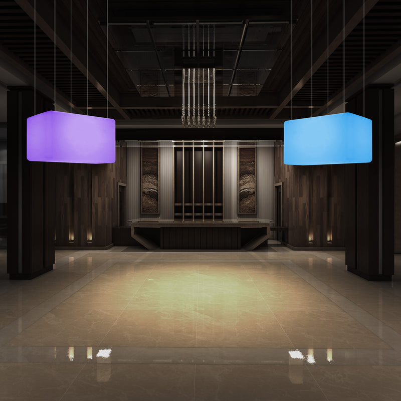LED Linear Suspension Light, Modern Island RGB Ceiling Lamp, 55 x 35cm, Atmosphere Light