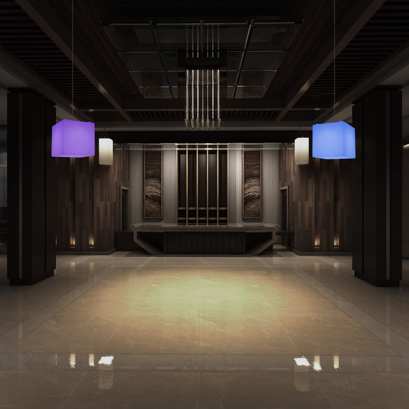 Cube Hanging Lamp, Multi-Colour Modern RGB Ceiling Light, 200 mm, LED SMD Mood Lamp
