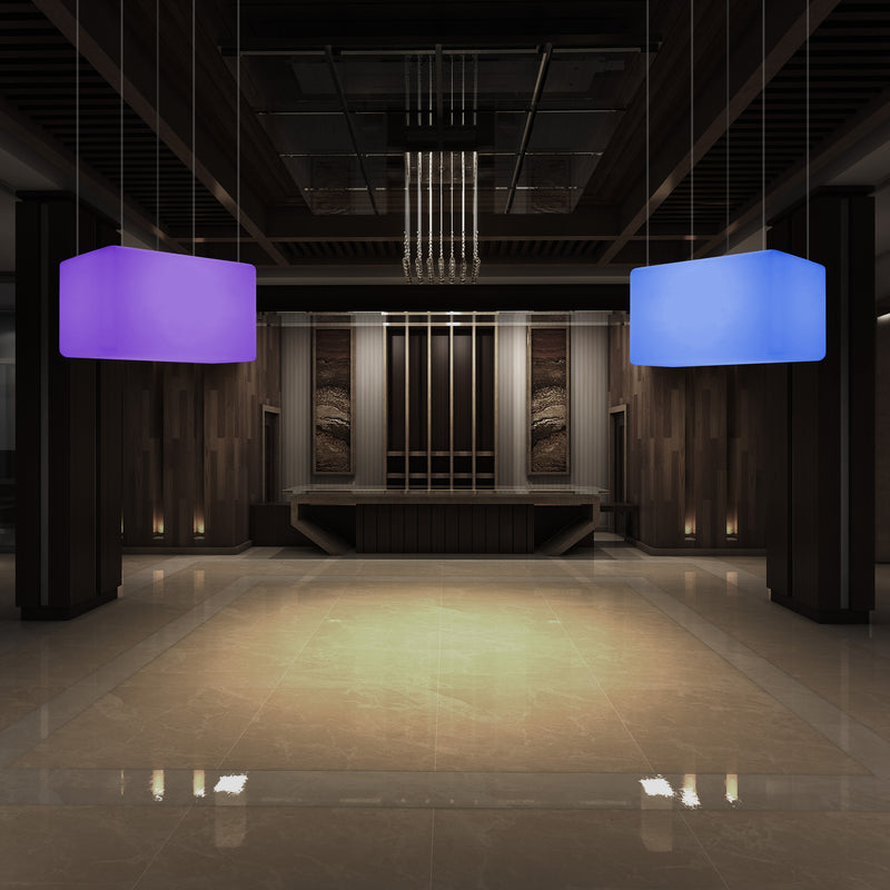Unique Ceiling Light, Linear Island LED Hanging Lamp, 55 x 35cm, E27, RGB with Remote Control