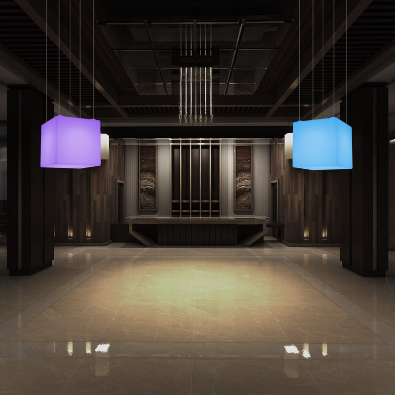 Cube Suspension LED Light, Geometric SMD RGB Ceiling Lamp, 500 mm, Ambient Lighting
