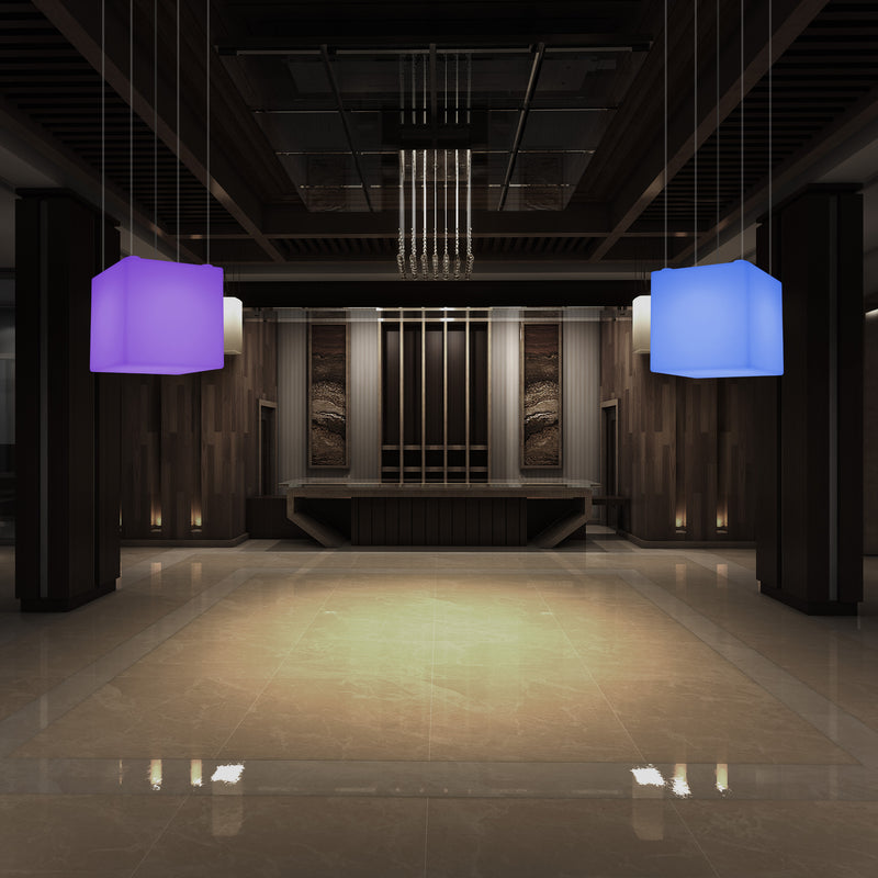 Cube LED Ceiling Light, Decorative Hanging Lamp, 500 mm, E27, RGB Mood Lighting